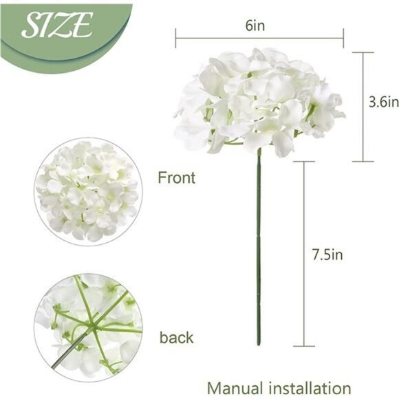 64 PCS Artificial Hydrangea Flowers, Silk Artificial Flowers Heads with Stems - Picture 1 of 7